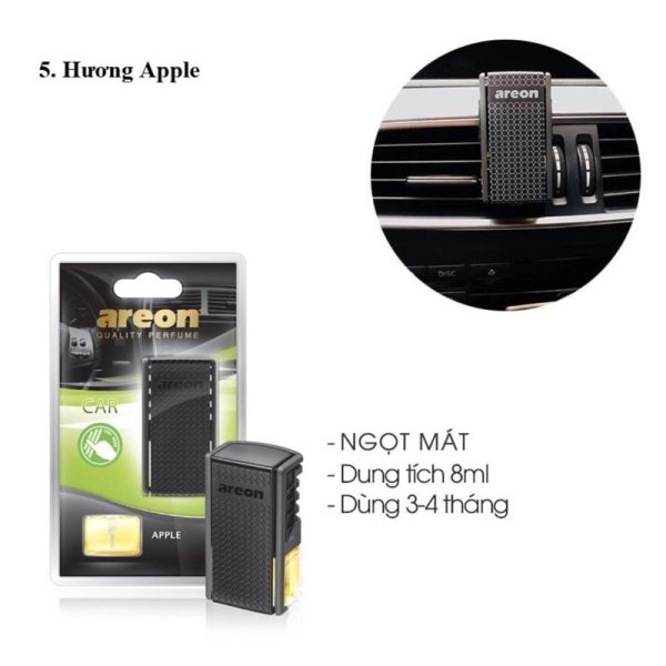 Nước hoa kẹp cửa gió ô tô hương táo – Areon Apple Car Lux