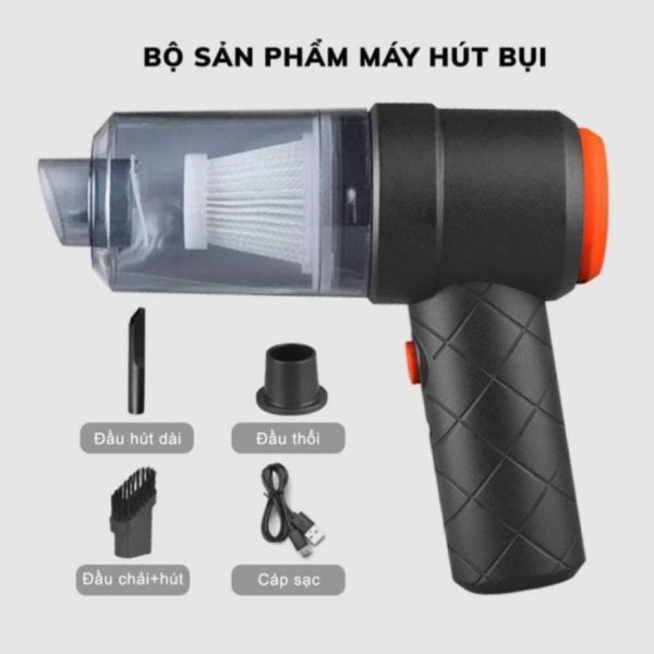 Máy hút bụi cầm tay mini Vacuum 2 trong 1, không dây, sạc pin công suất 60W, lực hút 6000PA, không ồn, nhỏ gọn, tiện lợi